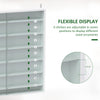7-Tier Display Cabinet, Shot Glass Display Case, Glass Curio Cabinet with 2 Glass Doors and 6 Adjustable Shelves, White