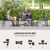 4 Piece Patio Furniture Set, Outdoor Conversation Set with Deep Seat, Loveseats, Armchairs, Glass-Top Table, Black