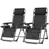 Zero Gravity Chair Set of 2, Folding Reclining Outdoor Lounge Chair with Cup Holder, Headrest, Black