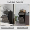 Kitchen Tilt Out Trash Bin Cabinet, Free Standing Recycling Cabinet, Trash Can Holder with Drawer, Charcoal Grey