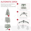 9ft Pre Lit Christmas Tree Artificial Snow Flocked Pencil Christmas Tree with Warm White LED Light, Holiday Home Xmas Decoration, Green