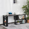 L Shaped Desk, 360° Rotating Corner Desk, Computer Writing Table Workstation with Storage Shelf for Home Office, Black