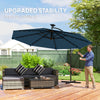 11.3 ft Cantilever Patio Umbrella with Light, Cover, Aluminium UPF50+ Offset Outdoor Umbrella Parasol, Navy Blue