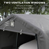 12' x 20' Portable Garage, Heavy Duty Carport Canopy with Ventilation Windows and Large Roll-up Door, Light Grey