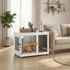 Pet Crate End Table with Water-resistant Cushion or Large Medium Dogs, White