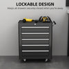 Rolling Tool Chest, 5-Drawer Lockable Tool Cabinet with 4 Wheels, Handle, Toolbox Storage Organizer for Garage, Workshop, Repair Shop