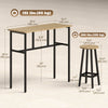 Bar Table Set of 6, Bar Table and Stools for 4, 2 Breakfast Tables and 4 Stools for Living Room, Grey-Brown