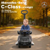 Qaba Licensed Mercedes-Benz Push Car for Toddlers, 2-in-1 Sliding Walking Car with Push Handle, Horn, Guardrail, Black