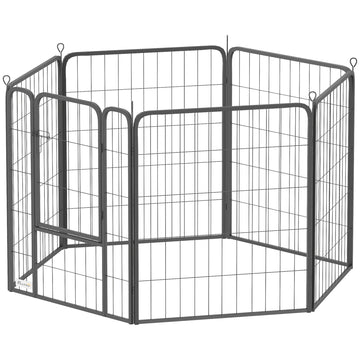 6 Panels Heavy Duty Dog Playpen Outdoor Indoor with Door & Strap, 31.5