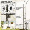 7.4 ft Garden Arch, Outdoor Trellis Arbor with Gate for Climbing Plants, Wedding Arch, Black