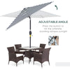 Patio Sun Umbrella, Outdoor Parasol with 6 Ribs, Blue Stripes