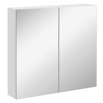 Armoire à miroir murale, armoire à pharmacie de salle de bain avec miroir, 2 portes et 3 niveaux de rangement, blanche