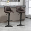 Swivel Bar Stools Set of 2, Faux Leather Upholstered Counter Height Barstools with Round Metal Base