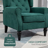 Fabric Accent Chair, Button Tufted Armchair, Upholstered Modern Living Room Chair, Wingback Chair with Wood Legs, Rolled Arms, Thick Padding for Bedroom, Dark Green