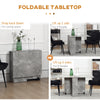 Extendable Dining Table, Collapsible Folding Table w/ 2-tier Shelves and Rolling Casters, Grey