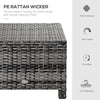 Patio Rattan Ottoman, Outdoor Wicker Footrest with Soft Cushion, Metal Frame for Backyard, Garden, and Poolside, Grey