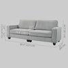 Three Seater Sofa, Fabric 3 Seater Couch with Spring Cushion and Cup Holders for Living Room, Bedroom
