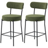 Set of 2 Barstools, Upholstered Corduroy Bar Stools with Backrest, Footrest for Kitchen Island, Dining Room, Green