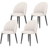 Modern Dining Chairs Set of 4, Upholstered Dining Room Chairs with Metal Legs, Shell Backrest, Padded Seat, Cream White