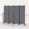 Folding Room Divider with Castor Wheels, Rolling Privacy Screen for Home Office Bedroom, 5.6ft Tall