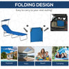 2Pcs Outdoor Lounge Chair, Adjustable Folding Chaise Lounge with Sun Shade for Beach, Camping, Hiking, Blue