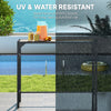 Bar Height Outdoor Table with Built-In Bottle Opener, Patio Bar Table with Wood Grain Plastic Top, 47.2