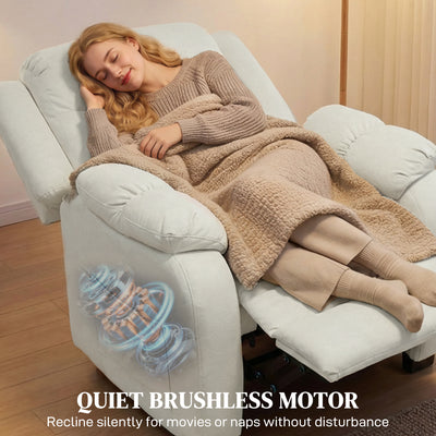 Massage Recliner Chair with Quiet Brushless Motor Pet-Friendly Fabric Power Recliner with 2 Memory Positions