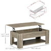 Lift Top Coffee Table with Hidden Storage Compartment and Open Shelf, Center Table for Living Room, White