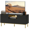 Modern TV Console for TVs up to 50 Inch, Entertainment Center with Smart RGB LED Lights and Soft Close Doors, Black