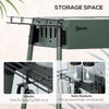 Portable BBQ Grill, Charcoal Grill with Side Seasoning Baskets, Hooks and Nets for Outdoor, Picnic, Camping, Dark Green