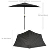 9ft Half Round Umbrella Outdoor Patio Garden Balcony Parasol Window Sun Shade w/ 5 Ribs Black