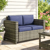 Causeuse de patio de luxe en osier à 2 places, canapé d'extérieur en rotin tout temps avec coussin pour balcon, terrasse, jardin et bord de piscine, gris