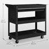 Tool Cart on Wheels, Utility Cart with Wheels, Ball Bearing Drawer, Storage Trays for Garage, Warehouse, Black