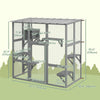 Outdoor Cat Enclosure Window Box with Weatherproof Roof, Bridge, Resting Box, Platforms, for 2 Kittens, Grey