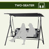 2-Person Porch Swing Chair, 2 Seater Patio Swing Bench w/ Adjustable Canopy, Breathable Seat for Garden, Poolside, Black