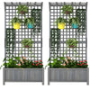 Wood Planter with Trellis for Vine Climbing, Raised Garden Bed, Privacy Screen for Backyard, Patio, Deck, Dark Grey