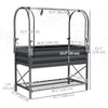 Raised Garden Bed with Cover, Metal Elevated Planter Box with Bottom Shelf and Liner, Dark Grey