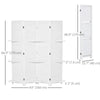 4-Panel Wall Partition Room Separator with 3 Storage Shelves Foldable Design Wooden Frame 5.6FT White