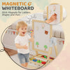 Qaba Wooden Art Easel, Double Sided Kids Easel with Height Adjustable Chalkboard and Magnetic Whiteboard, Natural