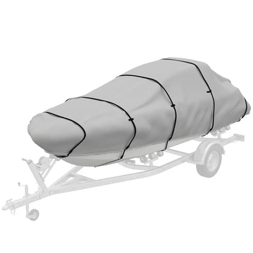 19-20 Ft Trailer Boat Cover, 3000mm Waterproof Universal Boat Cover with Quick-Fasten Buckles, Light Grey