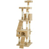 68-inch Multi-Level Cat Scratching Tree Kitty Activity Center Post Tower Condo Pet Furniture w/ Toy Light Brown