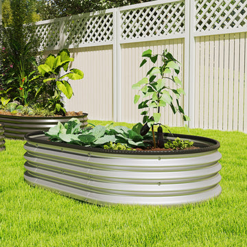 Galvanized Raised Garden Bed, 5 x 3 x 1 ft Modular Metal Garden Beds with Rubber Strip Edging, Silver