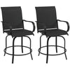 Outdoor Bar Stools Set of 2, 360° Swivel Bar Height Chairs, 27.6