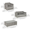 4 Pieces Patio Wicker Sofa Set, Outdoor PE Rattan Extra Wide Seat Conversation Furniture w/ Tempered Glass Table-top & Thick Padded Cushion for Garden, Backyard, Lawn, Mixed Grey