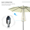 10' x 8' Round Market Umbrella, Patio Umbrella, Outdoor Parasol with Crank Handle, Tilt for Garden, Bench, Lawn, Beige