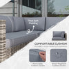 4 Pieces Rattan Wicker Outdoor Conversation Furniture Set w/ Corner Sofa Loveseats Coffee Table Cushions