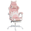 Cute Gaming Chair with Cat Ears, Gamer Computer Chair with Lumbar Support, Footrest, Headrest, Faux Leather, Pink