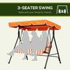 3-Seater Outdoor Porch Swing with Adjustable Canopy, Patio Swing Chair for Garden, Poolside, Backyard, Orange