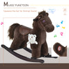 Qaba Kids Rocking Horse Plush Animal on Wooden Rockers with Sounds, Wooden Base and Bear Toy, Baby Rocking Chair, Brown