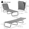 Outdoor Folding Lounge Chair, Steel Tanning Chair with Reclining Back, Breathable Mesh for Beach, Yard, Patio, Grey